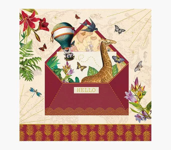 Pictura Tarjeta Arabesque - 16x16cm - Tematica Viaje - Tarjeta Triptica - Incluye Sobre Blanco - Papel con Certificacion FSC