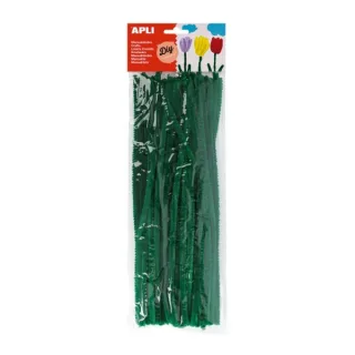 Apli Limpiapipas Verdes para Manualidades - Flexibles - Suaves - Tupidos - Facil Manipulacion - Estimula Creatividad y Psicomotricidad - Ideal para Escuelas y Talleres Infantiles - Color Ver