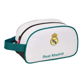 Safta Real Madrid Equipacion 26/27 Neceser - Adaptable a Carro - Asa de Mano Lateral - 26x15x12cm - Color Blanco y Negro