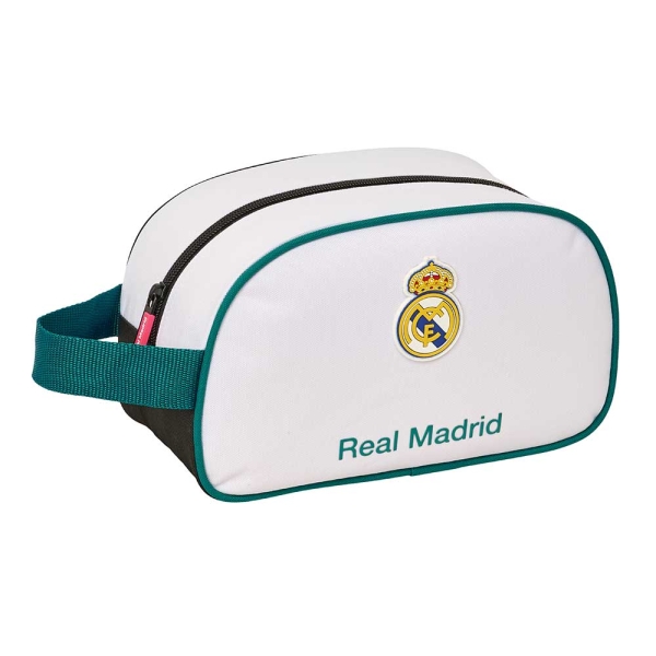 Safta Real Madrid Equipacion 26/27 Neceser - Adaptable a Carro - Asa de Mano Lateral - 26x15x12cm - Color Blanco y Negro