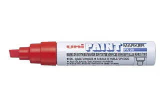 Uni-ball PX-30 Marcador de Pintura - Punta Biselada Acrilica 4-8.5mm - Permanente en Todas las Superficies - Resistente a Luz y Agua - Soporta Hasta 250ºC - Color Rojo · Pack de 6 uds.