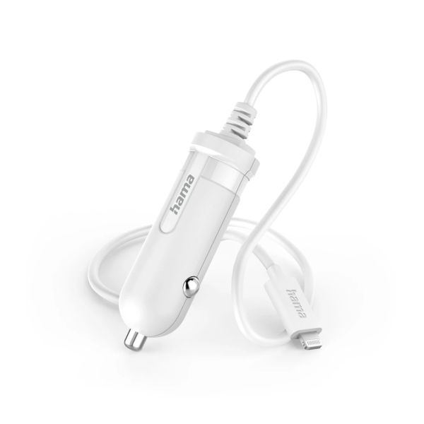 Hama Cargador de Coche 5W - 12V - Cable 1m - Conector Lightning - Color Blanco