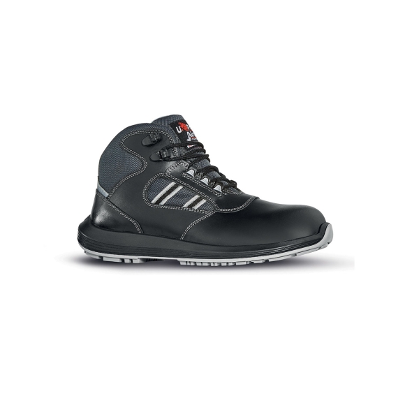 Upower Gippo RS S Calzado de Seguridad Botines - Talla 38 - Empeine Piel Flor, Hidrofugos, AirToe Composite, Antiperforacion, Antideslizante, Suela PU/PU, Proteccion S3S FO SR - Color Negro