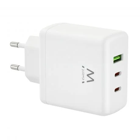 Ewent EW1329 Cargador GaN 65W - 2xUSB-C PD3.0 - 1xUSB-A QC3.0 - Color Blanco