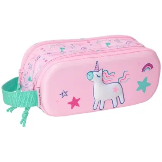 Safta Unicornio Portatodo - Cremallera - Asa Lateral - Color Rosa
