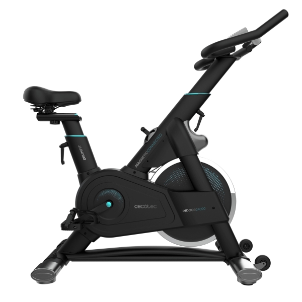 Cecotec DrumFit Indoor 24000 Magnetic Connected Bicileta Estatica - Pantalla LCD - Volante de 24kg - Resistencia Magnetica - Manillar y Sillin Regulables - Ruedas de Transporte - Color Negro
