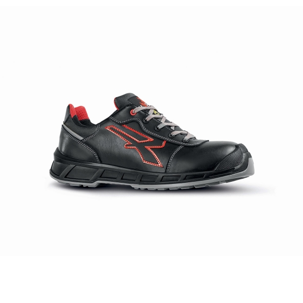 Upower Billie S ESD Calzado de Seguridad Bajos - Talla 35 - Hidrorrepelentes, Puntera Compuesta, Impermeables, Proteccion Frio, Suela Antideslizante - Color Negro/Rojo