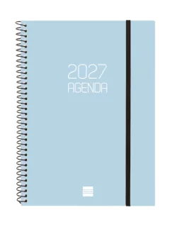 Finocam Espiral Basics Opaque Agenda - Anual 2027 - Semana Vista Horizontal - Formato E10 - 155x212mm - Espiral - Tapa de Polipropileno - Esquinas Microperforadas - Papel de 80g/m2 - Color C