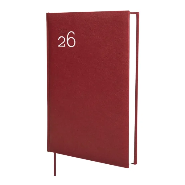 Finocam Dynamic Milano Agenda Profesional en Catalan - Anual 2026 - Tapa Dura Acolchada - Formato Y11 - 168x32x245mm - 1 Dia por Pagina - Color Burdeos
