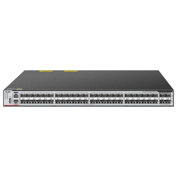 Ruijie RG-CS85-48SFP4XS-D Switch - 48x SFP hasta 1Gbps - 4x SFP+ hasta 10Gbps - Ranura de Expansion - 3 Ventiladores Integrados - Color Negro y Gris