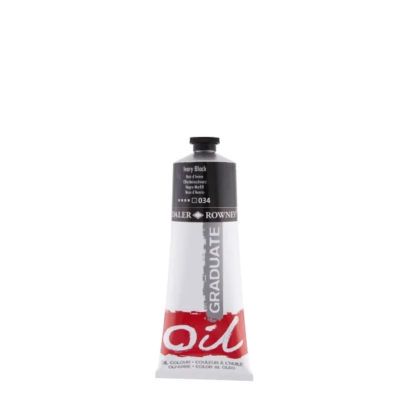 Daler Rowney Graduate Pintura al Oleo - Tubo de Aluminio - 220ml - Color Negro Marfil