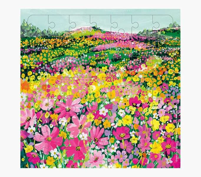 Pictura Tarjeta Puzzle - 15.5x15.5cm - Tematica de Flores - 49 Piezas - Incluye Tarjeta Plegada y Sobre Blanco - Certificacion FSC