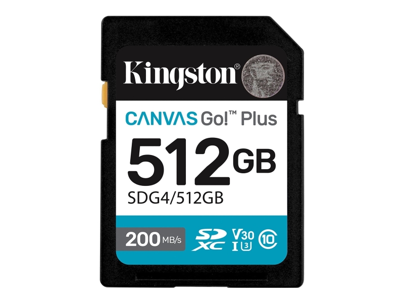 Kingston Tarjeta SDXC 512GB UHS-I U3 V30 Clase 10 200MB/s Canvas Go Plus