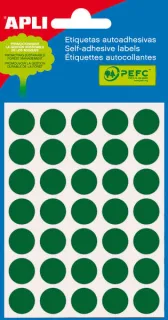 Apli Pack de 175 Etiquetas Redondas - Tamaño Ø 13mm - Aptas para Escritura Manual - Adhesivo Permanente - Color Verde