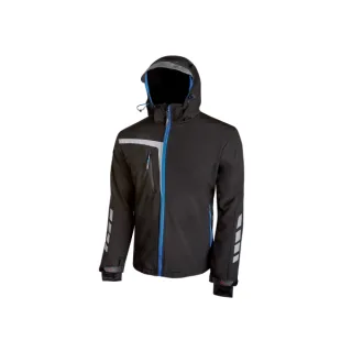 Upower Quick Chaqueta Soft Shell - Talla 2XL - Tejido Elastico Cortavientos Transpirable, Repelente al Agua, Bolsillo Impermeable con Free Sound, Detalles Reflectantes, Proteccion DPI1 - Col