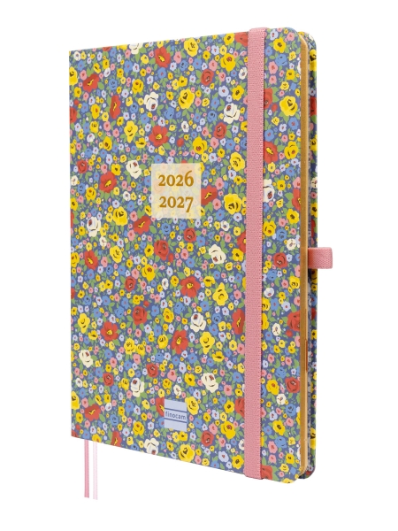 Finocam Minimal Agenda de Tapa Dura Internacional - 18 Meses - Semana Vista Horizontal - Formato M5 - 140x190mm - Papel Crema de 80g/m2 - Bolsillo Interior - Cierre con Goma - Multicolor