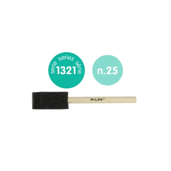 Milan 1321 Esponja para Acuarela de 25mm - Mango Corto - Color Madera Claro