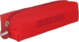 Dohe Colour Vibes Portatodo Cuadrado - Cierre con Cremallera y Tirador de Goma - Color Rojo