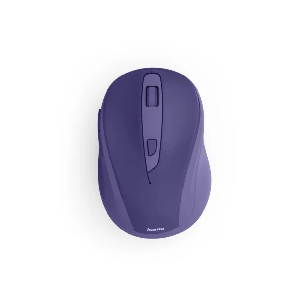 Hama WM-400 Raton Optico Inalambrico para Diestros 1600dpi - Ergonomico - Rango 10m - 6 Botones - USB-A RF 2.4GHz - Silencioso - 6.5x4.2x9.6cm - Color Purpura