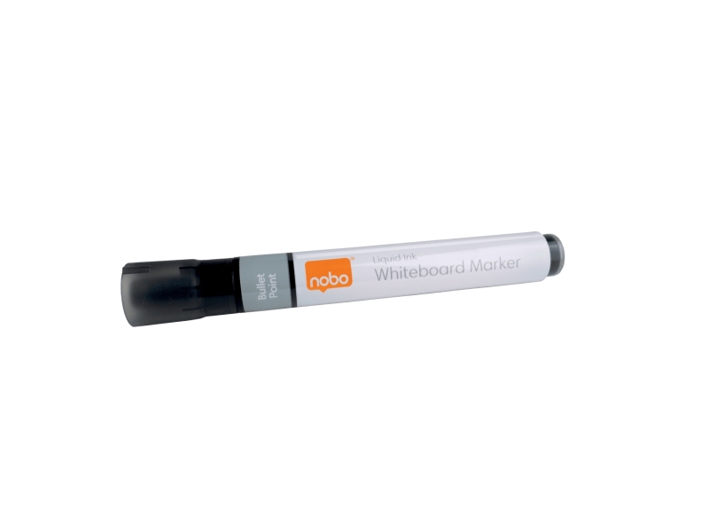 Nobo Pack de 10 Rotuladores para Pizarra Blanca - Punta Redonda 3mm - Tinta Liquida - Ventana para Ver el Nivel de Tinta - Color Negro
