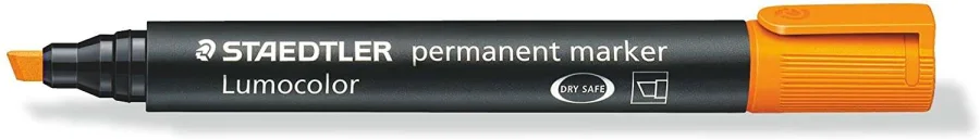 Staedtler Lumocolor 350 Rotulador Permanente - Punta Biselada 2-5mm aprox. - Tinta Base de Alcohol - Secado Rapido - Color Naranja · Pack de 10 uds.