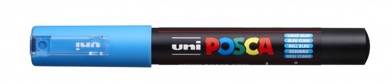 Posca PC-1M Marcador de Pintura - Punta Conica 0.7mm - Linea Fina - Tinta Base al Agua - Resistente a la Luz - Color Azul Claro · Pack de 6 uds.