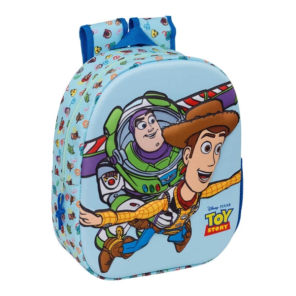 Safta Toy Story Mochila 3D - Portabotellas - Hombreras Acolchadas - Asa de Mano Superior - 27x33x10cm - Color Azul Pastel