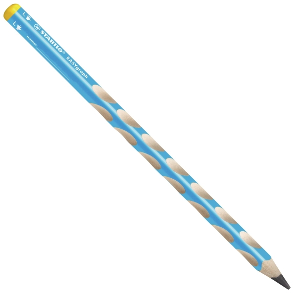Stabilo Easygraph Lapiz de Grafito - Mina HB de 3.15mm - Diseño Ergonomico - Uso Zurdo - Color Azul · Pack de 6 uds.