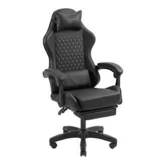 Mars Gaming MGC-X Silla Gaming Ergonomica - Reposapies Extensible - Cojines Lumbar y Cervical - 660x540x1250mm - Acabado en Cuero PU - Color Negro
