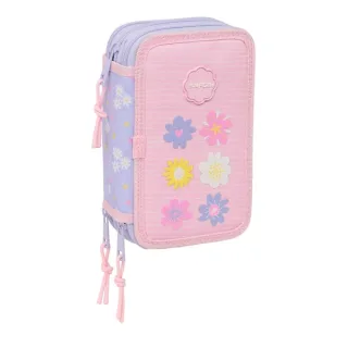 Safta Bouquet Plumier de 3 Pisos - 37 Piezas - 1.3L - Goma - Lapiz - Boligrafos - Sacapuntas - Reglas - 16 Colores - 14 Rotuladores - 125x55x195mm - Color Rosa Pastel