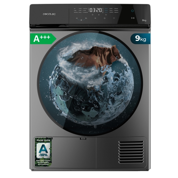 Cecotec Bolero DressCode Dry 9400 Inverter Steel Secadora con Bomba de Calor de 9kg - 15 Programas - Tambor de Acero Inoxidable - Motor Inverter - Programable - Bloqueo de Seguridad - Color