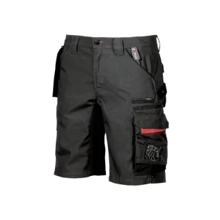Upower Start Bermuda de Trabajo Funcional - Talla 44 - Bolsillo Desmontable, Multiples Compartimentos, Refuerzos Cordura, Cinta Reflectante, Costuras Reforzadas - Color Negro Carbon