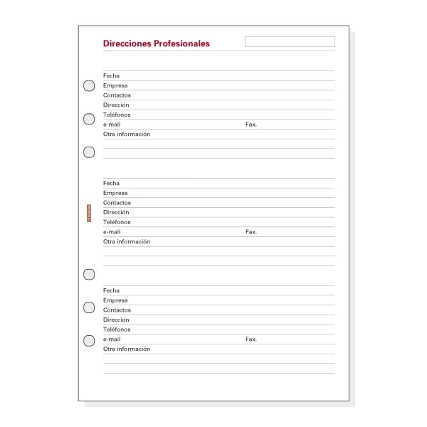 Finocam R1051 Recambio Direcciones Profesionales para Agendas Open - Formato 1000 - 155x5x215mm - Color Blanco