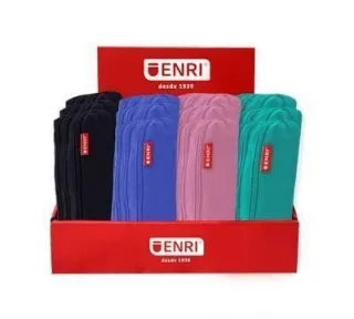 Enri Expositor de 20 Estuches Portatodo de 3 Compartimentos - Fabricados en Poliester- Colores Negro, Rosa, Azul y Verde