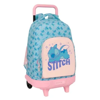 Safta Stitch Ohana Mochila con Carro - Extraible - Bolsillo Frontal - Portabotellas - Tirador Doble - Hombreras Acolchadas - Asa Acolchada - Tarjeta ID - 33L - 330x220x450mm - Color Azul Cla