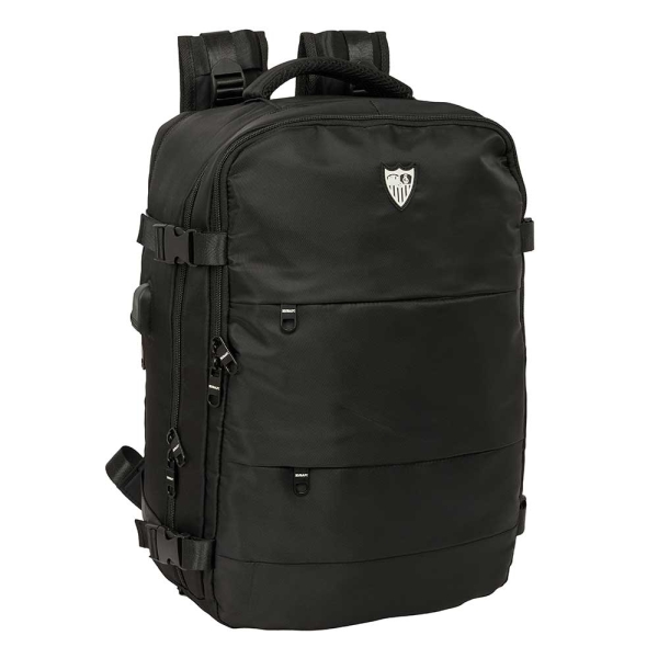 Safta Sevilla FC Mochila de Cabina - Bolsillo para Portatil hasta 15.6" - Organizadores - Portabotellas - Bolsillos Frontales - USB - Zapatillero - Espalda Transpirable - 290x190x440mm - Col