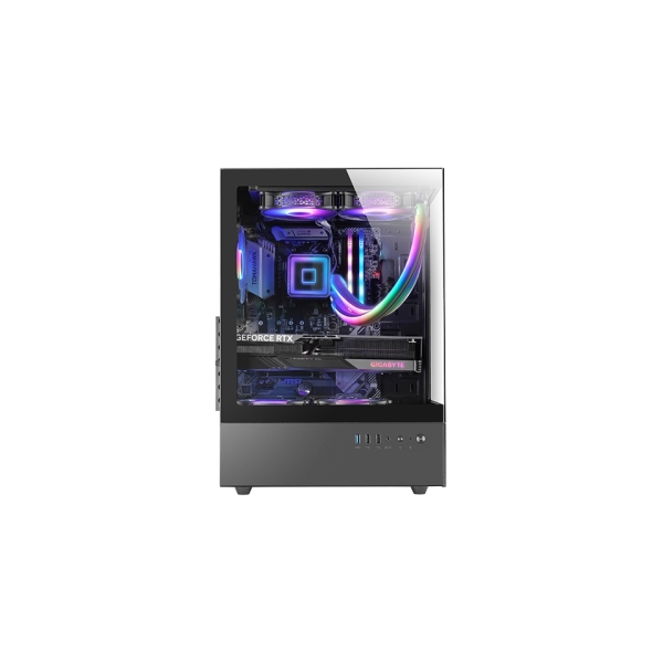 Mars Gaming MC-XO Caja Torre ATX - Ventilador de 120mm FRGB Trasero - Refrigeracion Sidecool - Doble Camara - 7 Ranuras de Expansion - 487x214x350mm - Color Negro