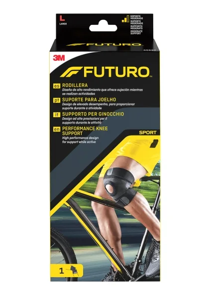 Futuro Rodillera - L (43.2 - 48.3cm) - Uso de Alto Rendimiento - Forma Anatomica - Transpirable - Color Gris Oscuro