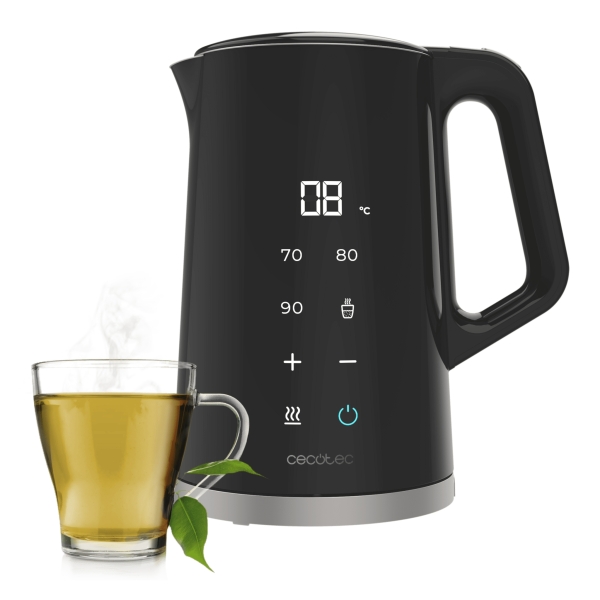 Cecotec Thermosense 800 Neo Hervidor de Agua Electrico - 2200W - Capacidad 1.7L - Temperatura Regulable - Acero Inoxidable - Funcion Mantenimiento de Calor - Base Giratoria 360º - Color Negr