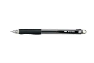 Uni-ball Shalaku M5-100 Portaminas - Ancho de Trazo 0.5mm - 2 Minas HB - Empuñadura de Caucho Antifatiga - Goma de Borrar Integrada - Color Negro · Pack de 10 uds.