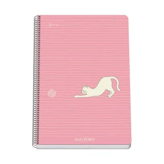 Dohe Santoro Felines Cuaderno Espiral Tapa Rigida - Tamaño Folio de 80 Hojas 90gr - Hojas con Cuadricula 4mm