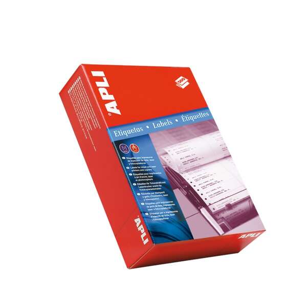 Apli Caja de 36.000 Etiquetas en Continuo 31x23,3mm - 500 Pliegues por 72 Etiquetas - Adhesivo Permanente - Para Impresoras Matriciales - Color Blanco
