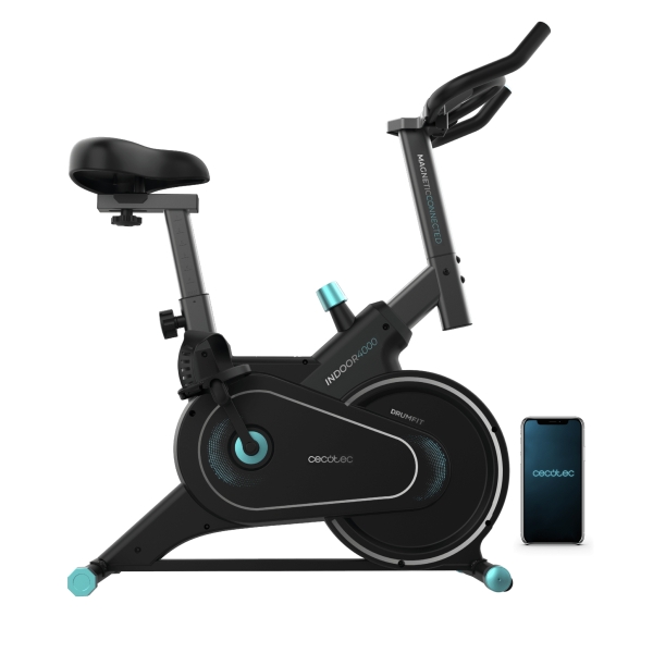Cecotec Drumfit Indoor 4000 Magnetic Connected Bicileta Estatica - Resistencia Magnetica - Volante de 4kg - Ruedas de Transporte - Soporte para Tablet - Color Negro