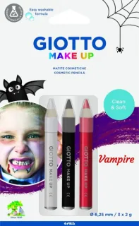 Giotto Make Up Vampire Pack con 3 Lapices Cosmeticos de Tematica Vampiro - Se Lava con Agua - Dermatologicamente Testado - Colores Surtidos