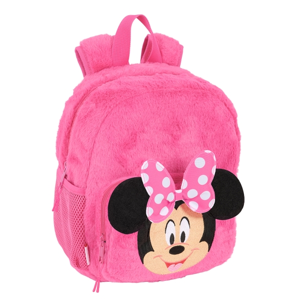 Safta Minnie Mouse Mochila Guarderia de Peluche - Textura Suave - Tarjeta de Identificacion - Asa de Mano Superior - 6L - 220x100x270mm - Color Rosa