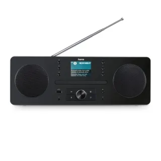 Hama Dr1560Cbt Radio CD Digital - Potencia 10W - Bluetooth - Jack 3.5mm - USB-A - Temporizador - Reloj - Cable 146cm - 35x22x12.5cm - Color Negro y Gris