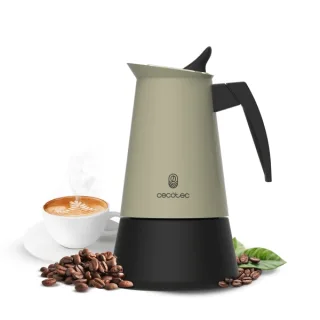 Cecotec Piccolina 200 Cafetera Italiana para 2 Tazas - Acero Inoxidable - Apta para Placas Electricas, Vitro y Gas - Piezas Desmontables - Valvula de Seguridad - Color Menta