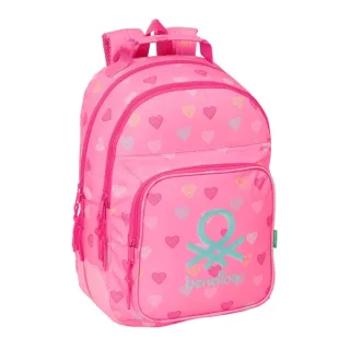 Safta Benetton Heart Mochila con 2 Compartimentos - Antirozaduras - Adaptable a Carro - Bolsillo Frontal - Portabotellas - Tirador Doble - Hombreras Ergonomicas - 20L - 320x150x420mm - Color