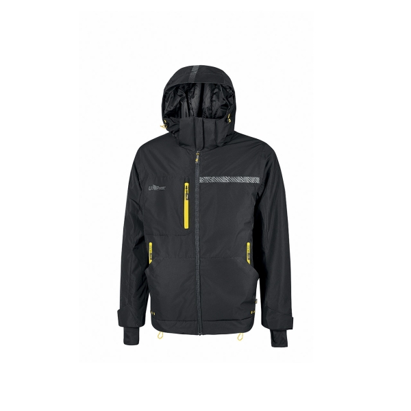Upower Wink Chaqueta de Trabajo de Invierno - Talla 2XL - Acolchado de Grafeno, Impermeable, Capucha Regulable, Multibolsillos, Detalles Reflectantes, Proteccion DPI1 - Color Negro Carbon