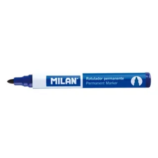 Milan Rotulador Permanente - Punta Redonda 4mm - Tinta a Base de Alcohol - Color Azul · Pack de 12 uds.